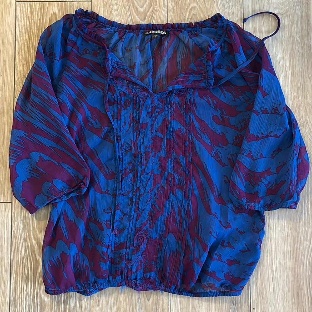 Blue Purple Express Sheer Blouse- Small